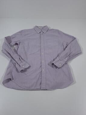 J.Crew Shirt Mens M Purple Stripe Broken-In Oxford Slim Long Sleeve Casual